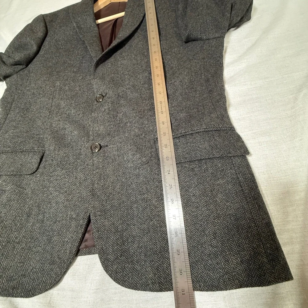 Banana Republic Men Brown Herringbone Blazer Elbow Patches 46R Dark Academia EUC
